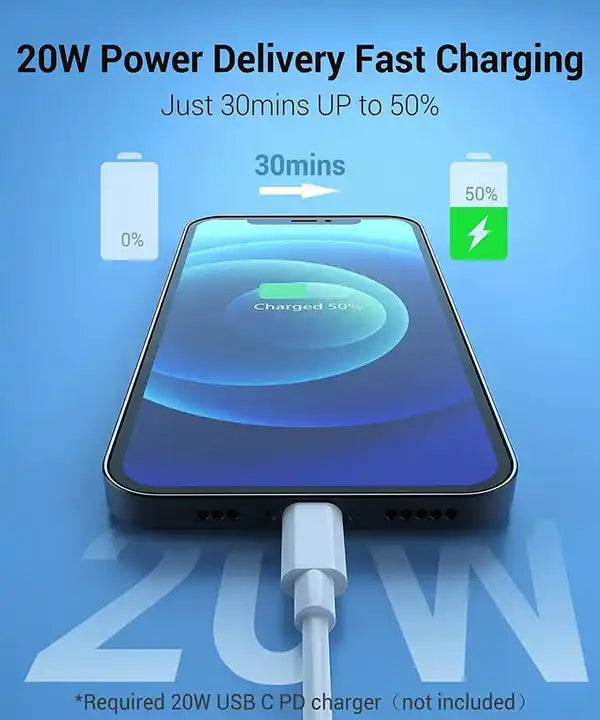 Type C to Lightning PD 20 W Fast Charging Cable 1M